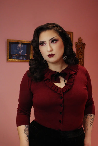 The Dark Cherry Mansfield Cardigan