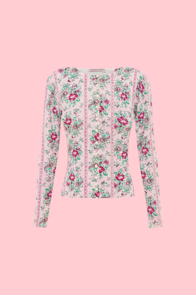 The Pompadour Rose Pearl Cardigan