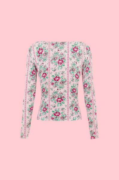 The Pompadour Rose Pearl Cardigan