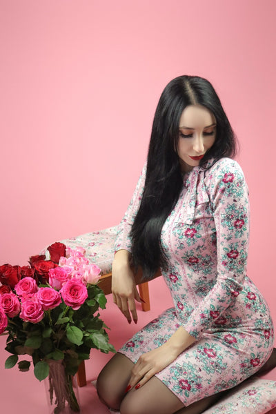 The Pompadour Rose Pussybow Dress